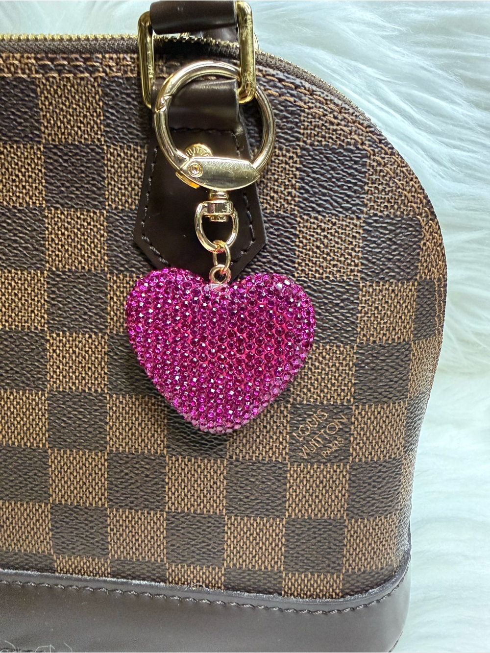 Pink Heart Crystal Keychain bag Charm